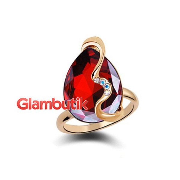 Кольцо Swarovski-style Грёзы красное