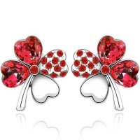 Красные серьги Клевер Сваровски