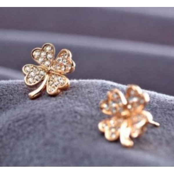 Серьги SWAROVSKI Клевер мерцающий в золоте