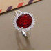 Посеребренное кольцо с крупным красным фианитом – 3246