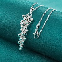 Посріблена підвіска на ланцюзі Гроно намистин