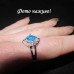 Посеребренное ажурное кольцо аквамариновым фианитом – 2289
